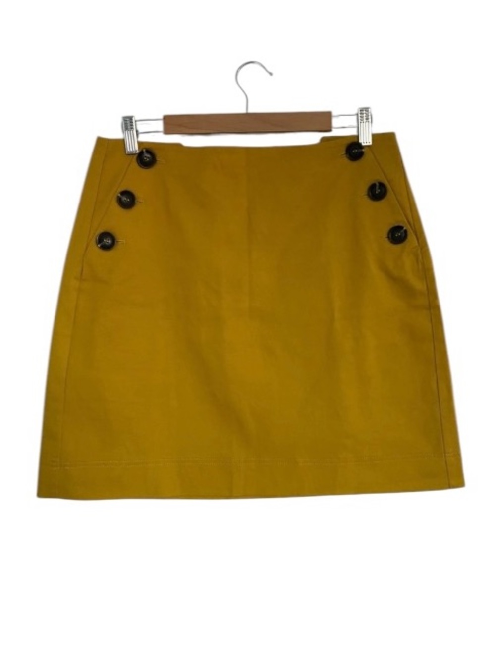 Boden Mustard Button-Accent Mini Skirt
